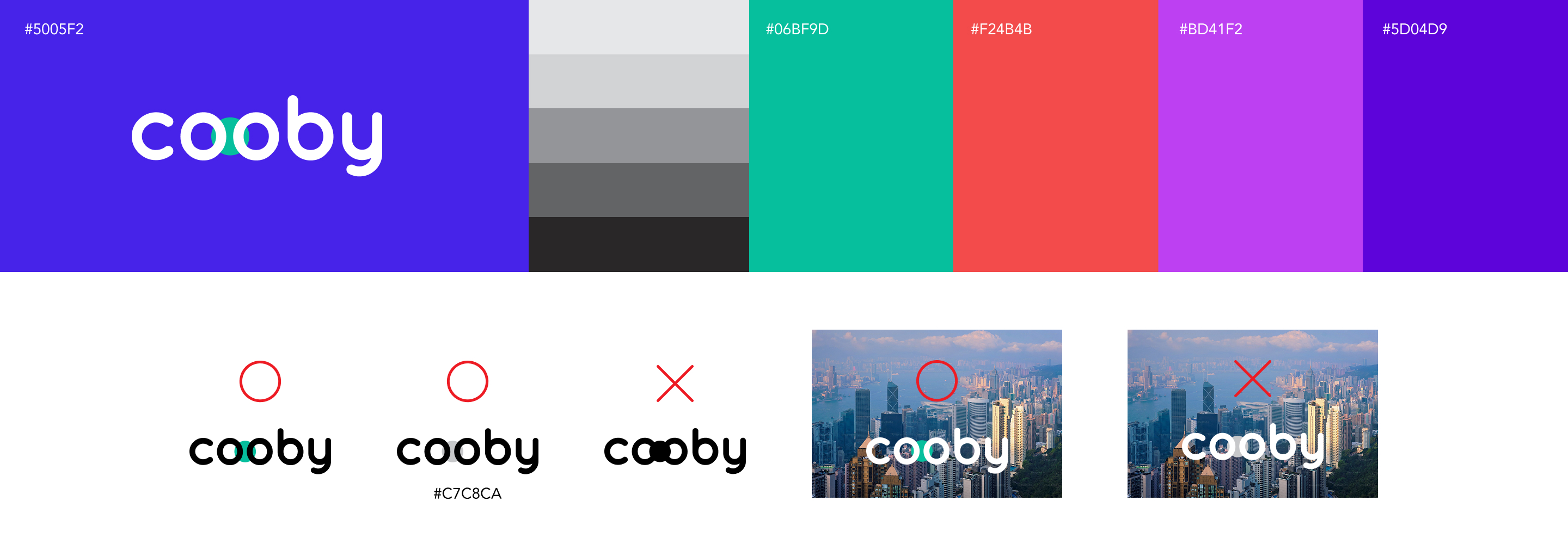 Cooby brand color palette and logo usage