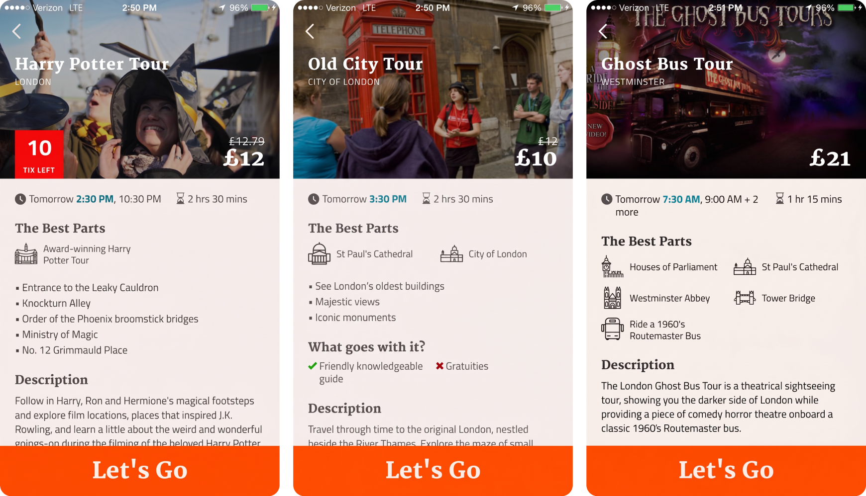 Whym app screenshots