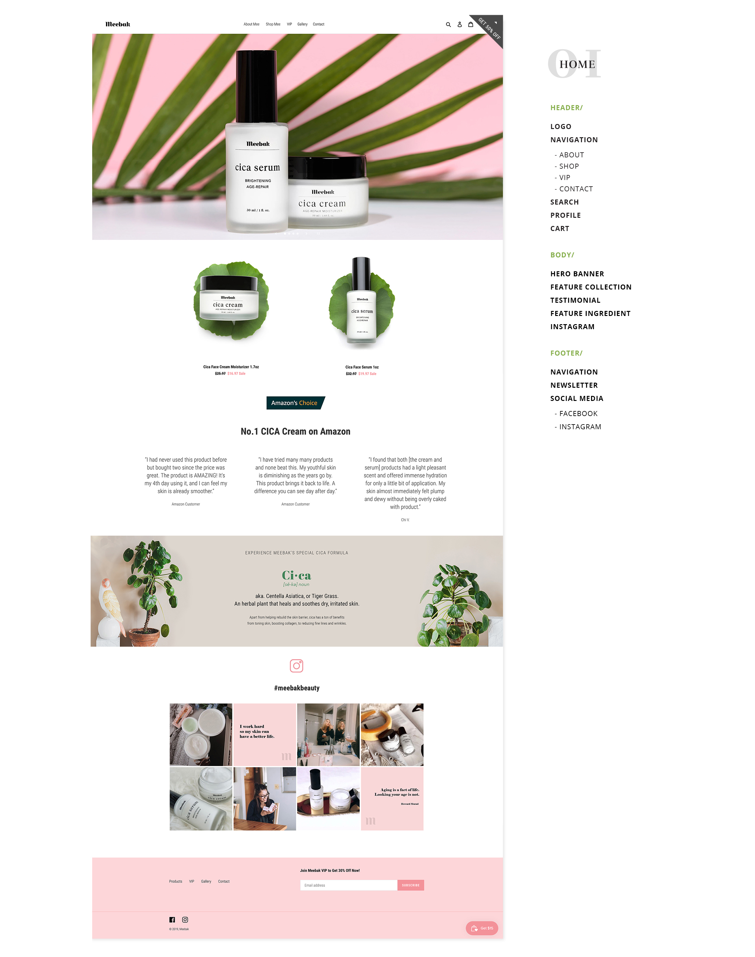 Meebak website design