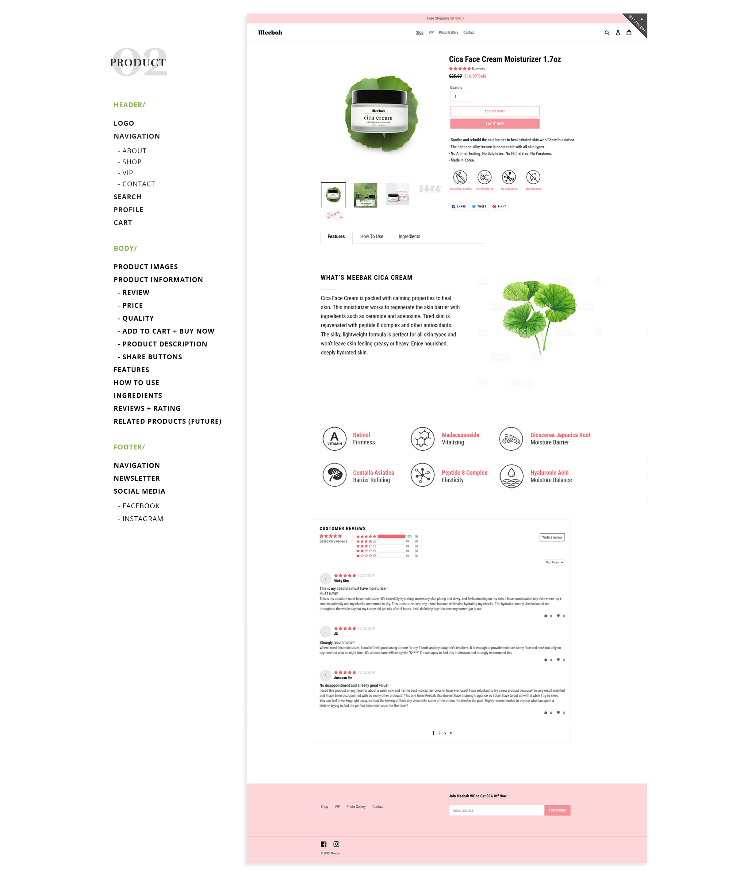 Meebak website design